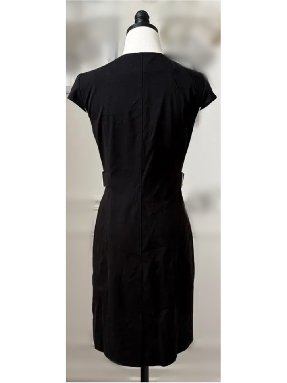 Karen Millen Black Asymmetric Zip Fitted Mini Dress US 6 - Picture 3 of 10